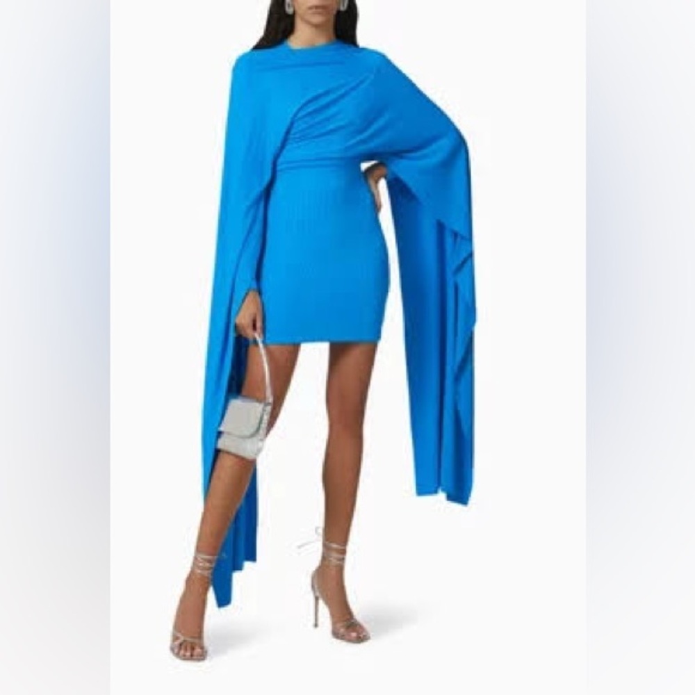 solace london leona mini cape dress in azure blue 💙